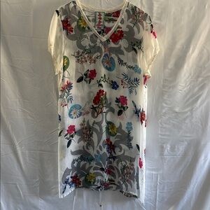 Johnny Was Multicolor Floral Tunic Top
